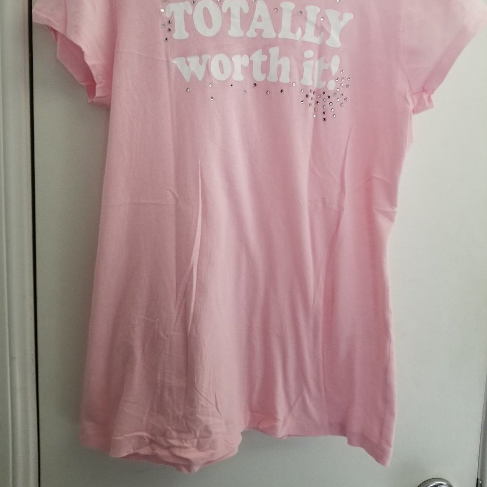 Totatally worth it rhinestudded short sleeve tee - Picture 2 of 6